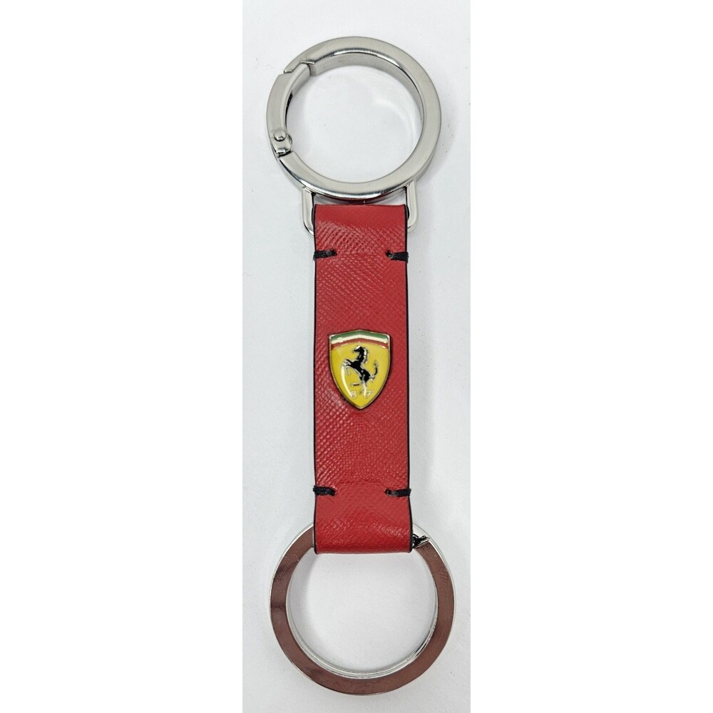 Ferrari Evo Red Saffiano leather Keychain Keyring Collectible and RARE 5.5"